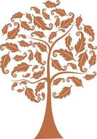 torr brun höst kreativa träd med löv vektor
