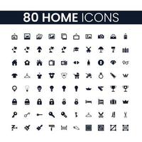 80 Home-Icons gesetzt. Home-Icons-Paket. Sammlung von Symbolen. bearbeitbarer Vektorstrich. vektor