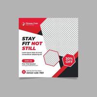 Fitnessstudio und Fitness-Social-Media-Post-Web-Banner-Quadrat-Flyer-Vorlagendesign vektor