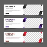 modern webb banners mall med plats för foto. moderna abstrakta webbbanners annonser. vektor design