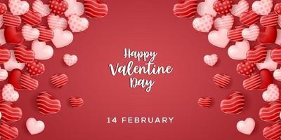 Happy Valentinstag Hintergrund-Vektor-Design mit vielen süßen Herzen Form. 14. februar valentin vektor