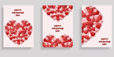 Satz kreatives Valentinstagplakat. Valentinstag-Banner. Valentinstag-Grußkarte. rotes Herz, rosa Herz vektor