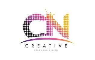 cn cn brief logo design mit magenta punkten und swoosh vektor