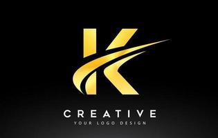 kreativa k bokstav logotyp design med swoosh ikon vektor. vektor