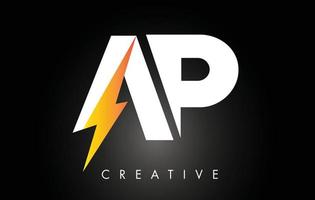 ap letter logotyp design med belysning åskbult. elektrisk bult bokstavslogotyp vektor