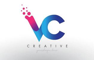 vc brevdesign med kreativa prickar bubbelcirklar och blå rosa färger vektor