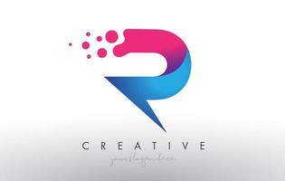r Briefdesign mit kreativen Punkten, Blasenkreisen und blau-rosa Farben vektor