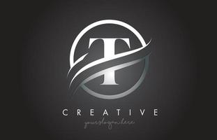 t-Brief-Logo-Design mit Kreisstahl-Swoosh-Grenze und kreativem Icon-Design. vektor