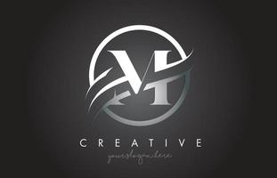 m-Brief-Logo-Design mit Kreisstahl-Swoosh-Grenze und kreativem Icon-Design. vektor