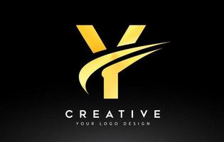 Kreatives y-Brief-Logo-Design mit Swoosh-Symbolvektor. vektor