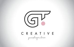 gt-Brief-Logo-Design mit kreativer moderner trendiger Typografie. vektor