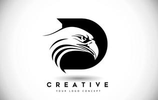 bokstaven d eagle logotyp med kreativa eagle head vektorillustration. vektor