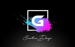 g künstlerisches Pinsel-Buchstaben-Logo-Design in lila blauen Farben Vektor