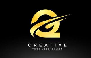 Kreatives Q-Brief-Logo-Design mit Swoosh-Symbolvektor. vektor