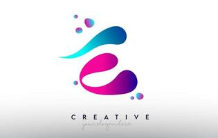 e-Brief-Design-Logo. Regenbogen-Bubble-Gummi-Buchstabenfarben mit Punkten und flüssigen bunten kreativen Formen vektor