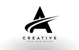 Kreativ ein Brieflogo-Design mit Swoosh-Symbolvektor. vektor