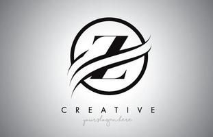 z-Brief-Logo-Design mit Kreis-Swoosh-Grenze und kreativem Icon-Design. vektor