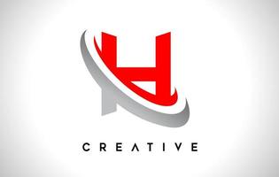 Buchstabe h-Logo. h-Buchstaben-Design-Vektor mit rot-grauem Taumelvektor vektor