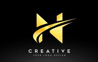 Kreatives n-Brief-Logo-Design mit Swoosh-Symbolvektor. vektor