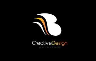 Buchstabe b Logo-Design-Ikone mit modernem, kreativem orangefarbenem Swoosh. moderner b-buchstabe design vektor