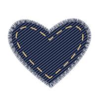 denim hjärta designelement för etikett eller försäljning tag. blå jeans canvas isolerad med realistisk tyg textur. vektor