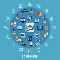 Zusammensetzung des Druckens 3d vektor