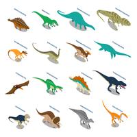 Dinosaurier isometrische Icons Set vektor