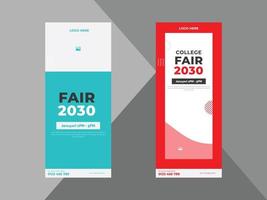 college mässan roll up banner designmall. college konferens affisch broschyr design. omslag, roll up banderoll, affisch, klar för utskrift vektor