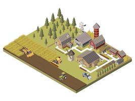 Farm Buildings And Cultivated Fields Illustration vektor