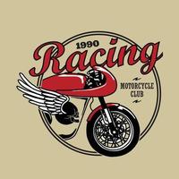 vintage racing motorcykel garage logotyp badge illustration vektor