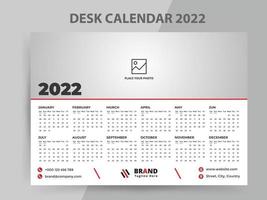 mall för skrivbordskalender 2022 vektor