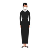 Frau Muslim mit Gesichtsmaske isolierte Symbol vektor