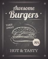 Burger Monochrome Affisch På Tavlan vektor