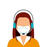 Agentin Callcenter mit Gesichtsmaske vektor