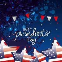Happy Presidents Day mit Sternen und Girlanden hängen vektor