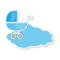 Babywagen in der Wolke isoliertes Symbol vektor