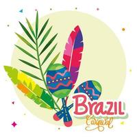 Karnevalsplakat Brasilien mit Maracas und Dekoration vektor
