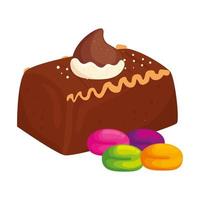 köstlicher Cupcake mit Süßigkeiten lokalisierte Ikone vektor