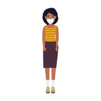 junge Frau Afro mit Gesichtsmaske isolierte Symbol vektor