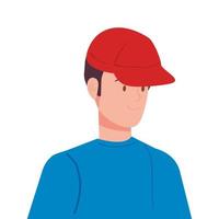 ung man med cap avatar karaktär ikon vektor