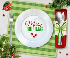 Cristmas Dinner Cutlery Realistic Composition Poster vektor