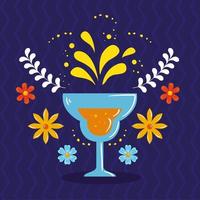 mexikansk cocktail med blommor vektordesign vektor