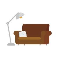 Couch mit isoliertem Symbol der Hausstehlampe vektor