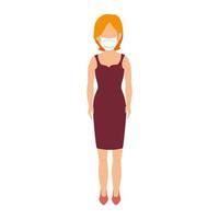 Geschäftsfrau mit Gesichtsmaske isolierte Ikone vektor