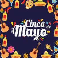 mexikanische Ikonen des Cinco de Mayo-Vektordesigns vektor