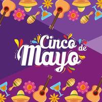 mexikanische Ikonen des Cinco de Mayo-Vektordesigns vektor