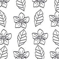 Hintergrund von Blumen und Blättern Linienstil vektor