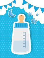 Babyflasche Milch mit süßer Dekoration vektor