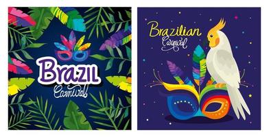set poster von brasilien mit dekoration vektor