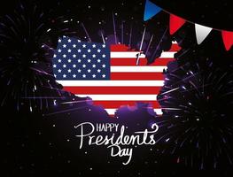 Happy Presidents Day mit Karte USA vektor